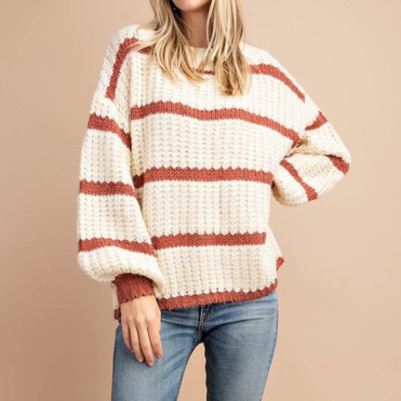 Sweaters - NWT Fuzzy Chunky Striped Sweater